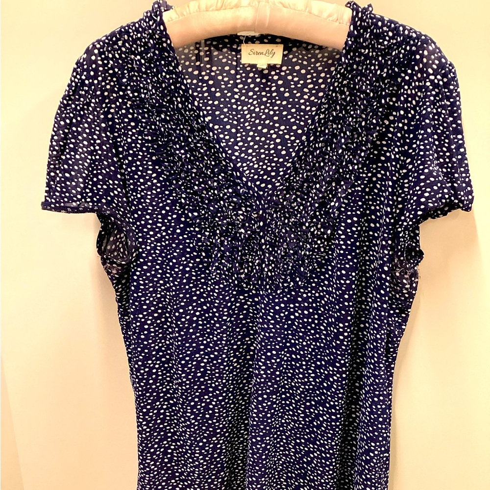 Siren Lilly Women's Blue Polka Dot Top
